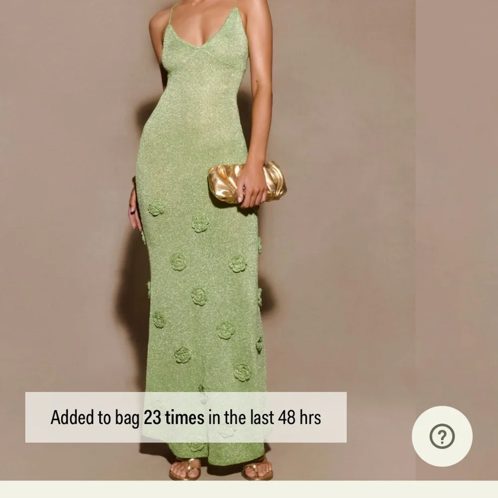Meshki Light Green Beaded Maxi Dress with Floral Appliqués - Picture 1 of 6